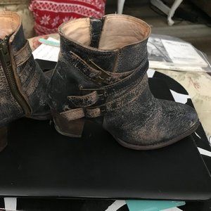 Black distressed Bed Stu ankle booties 8.5